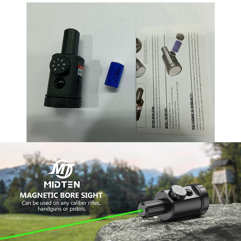 Laser Boresighter Kit - MidTen 磁気ボアサイト グリーンレーザーボアサイトキット 多口径対応 プロ仕様レーザーボアサイト 照準・狩猟用