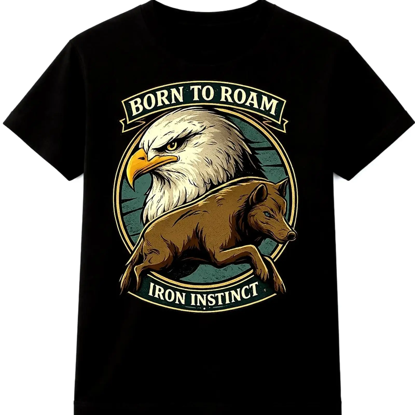 Wildman Hunting & Outdoor Nelspruit - イーグルワイルドボア Tシャツ Born to Roam ワイルドライフハンティングレジャートップ