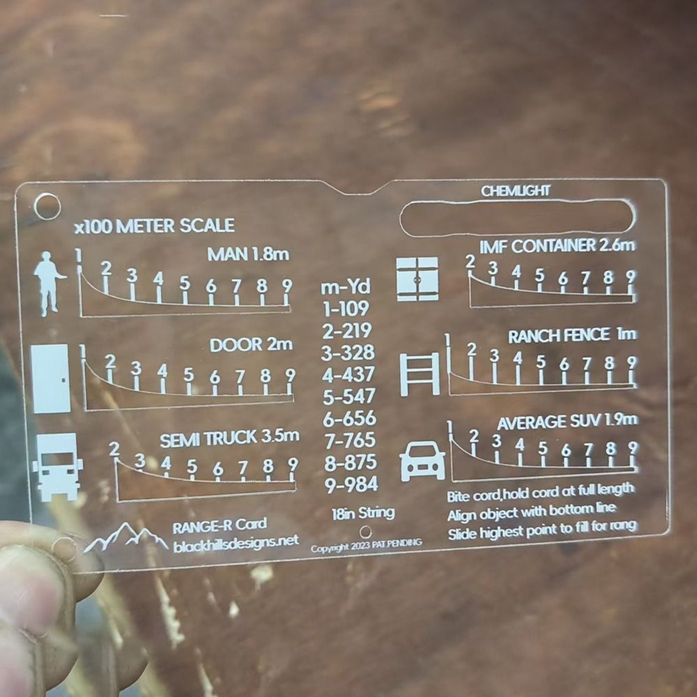 Outdoor Hunting Range - アクリル製耐久性のあるレンジファインダーカードハンティングルーラー屋外補助定規座標グリッドリーダースクエア補助レンジファインダー