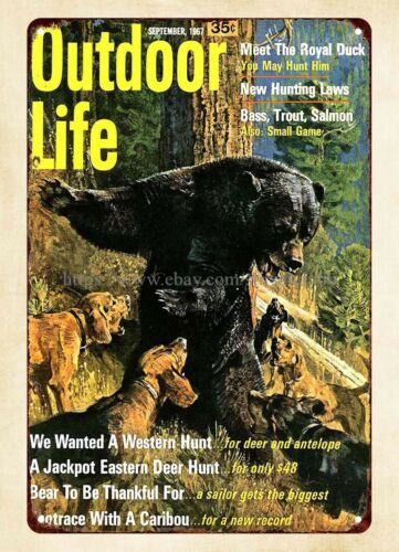 Outdoor Hunting Dogs - オフィスの壁飾り 1967 アウトドアライフ クマ狩り犬 メタルブリキ看板 サイン