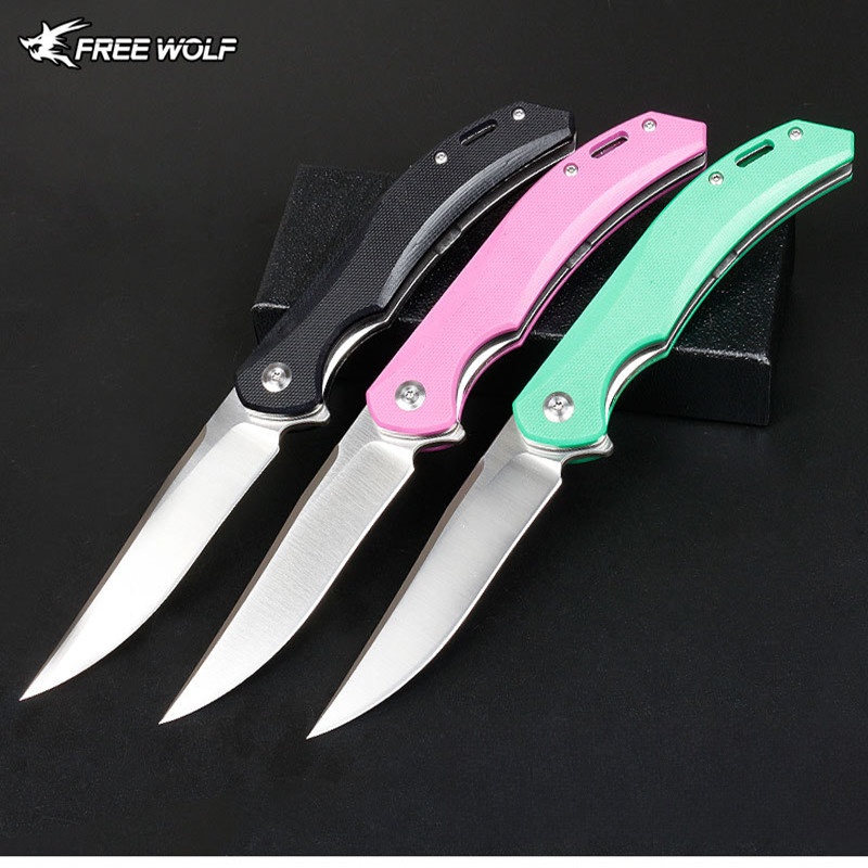 Hunting Camp Outdoor Kitchen - 無料ウルフ FW11 D2 ポケット折りたたみ刃ナイフ G10 ハンドルボールベアリングキャンプ狩猟サバイバルレスキュー屋外