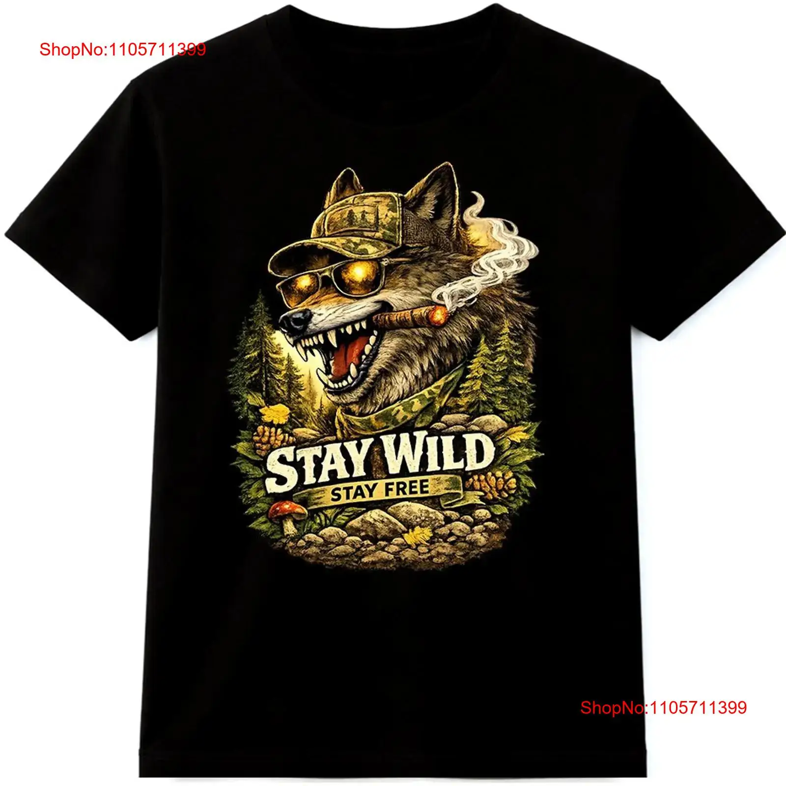 Wildman Hunting & Outdoor Robertson Photos - ウルフ T シャツ ステイ ワイルド フリー