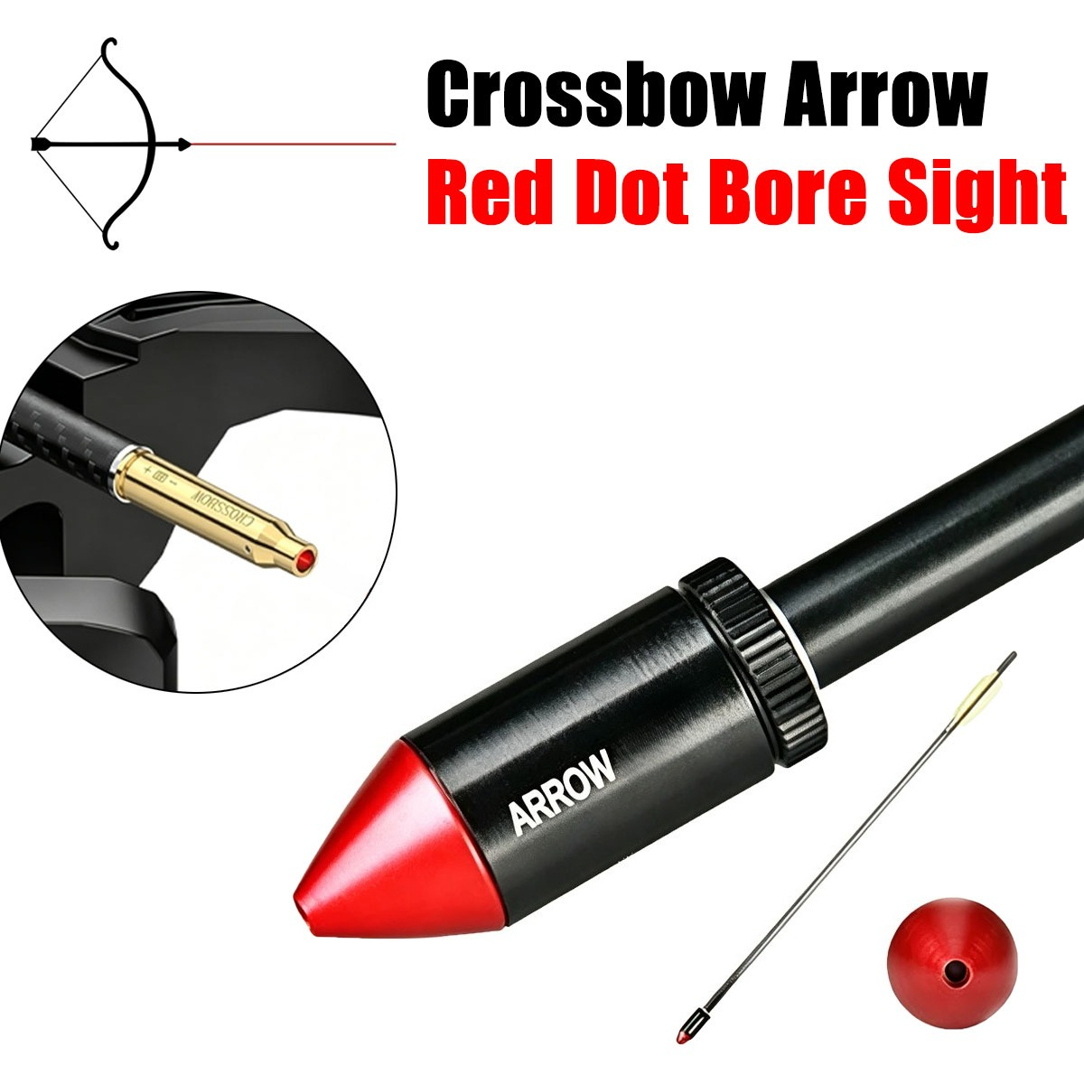 Laser Boresighter Kit - 戦術用クロスボウ矢スタイル赤色レーザーボアサイト、コンパウンドボウ用照準器、ターゲット射撃、狩猟、アーチェリー用ボアサイト