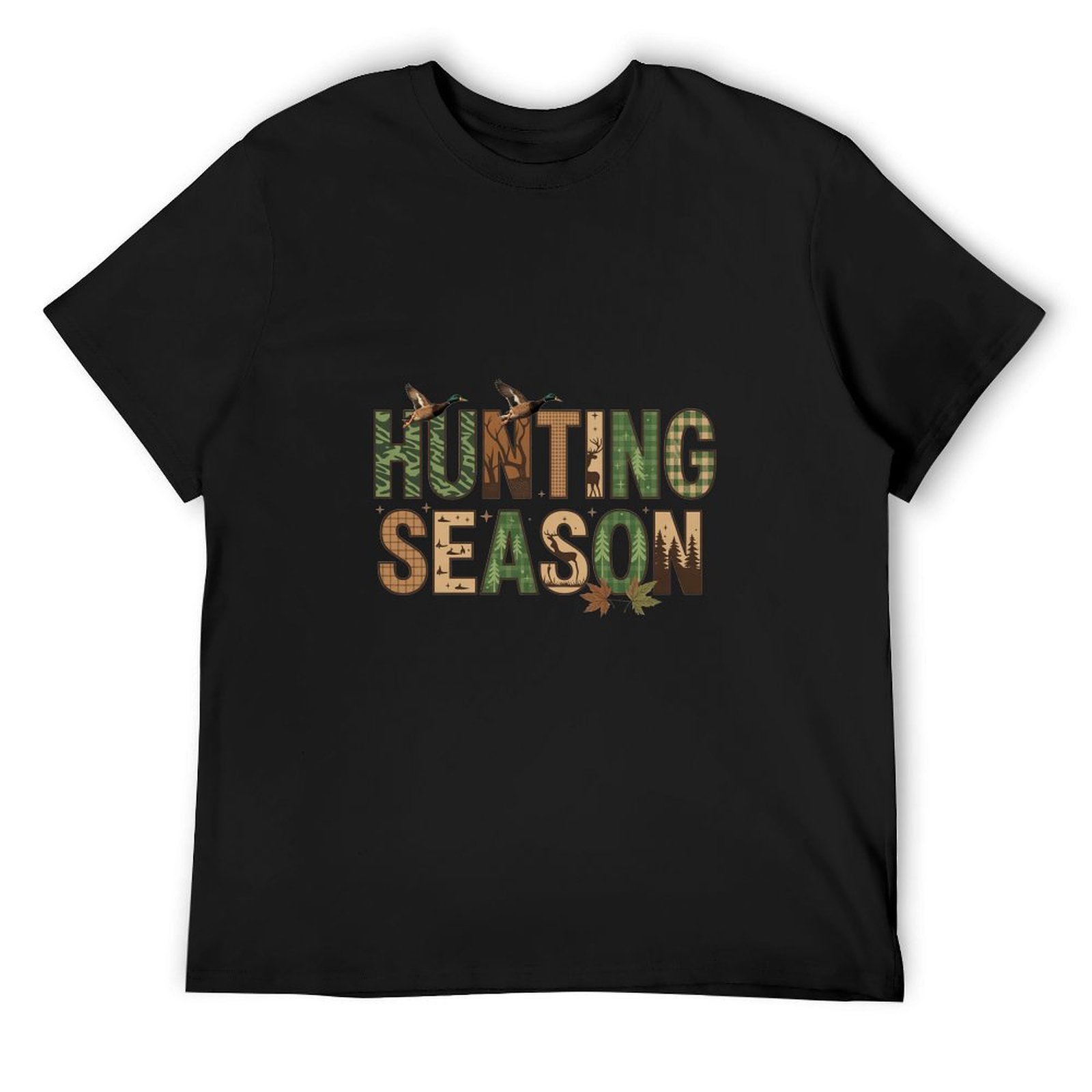 Outdoor Hunting Gifts - お父さんアウトドアハンティングフィッシングカモフラージュ鹿柄ブラックコットンTシャツ父の日カジュアルギフトストリートウェアTシャツ