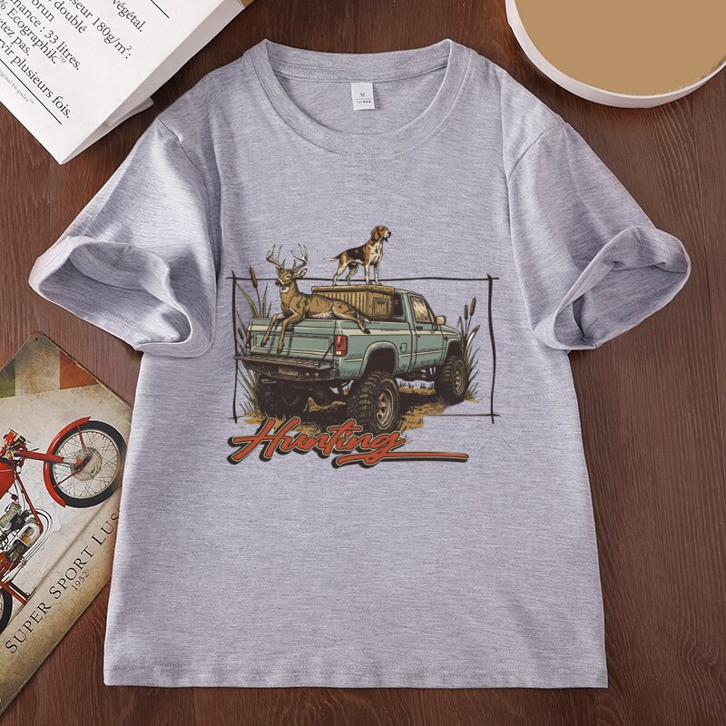 Outdoor Hunting Dogs - ハンティングTシャツ 鹿狩りTシャツ 犬柄Tシャツ メンズ アウトドア コットン
