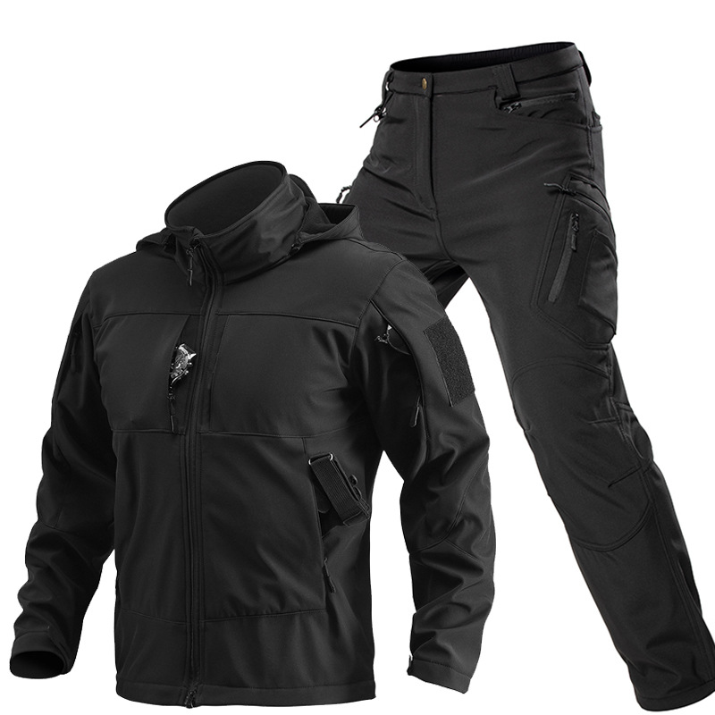男性用アウトドアタクティカルソフトシェルスーツ フード付きフ - Hunting Outdoor Clothing のレビューと価格