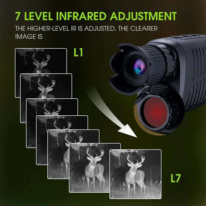 1080P HD単眼鏡ナイトビジョン、5倍ズーム赤外線、昼夜 - Outdoor Hunting Range のレビューと価格