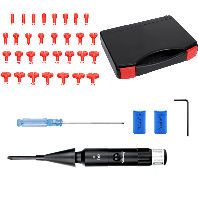 グリーンレッドドットレーザー照準器キット 32個のアダプター - Laser Boresighter Kit のレビューと価格