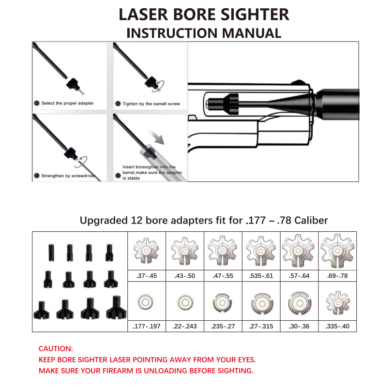 ボアサイトキット 12アダプター レーザーボアサイト .17 - Laser Boresighter Kit のレビューと価格